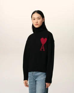 Pull Noir Ami de Coeur En Laine