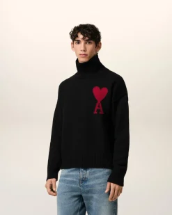 Pull Noir Ami de Coeur En Laine
