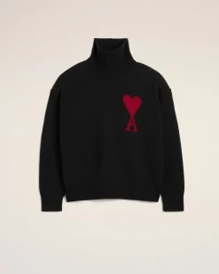 Pull Noir Ami de Coeur En Laine