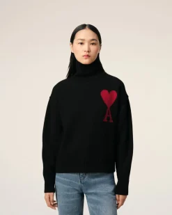 Pull Noir Ami de Coeur En Laine
