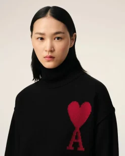 Pull Noir Ami de Coeur En Laine