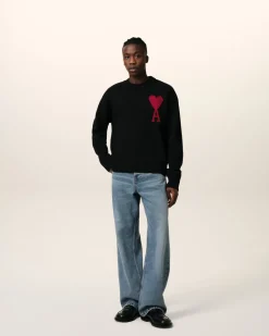 Pull Noir Ami de Coeur En Laine