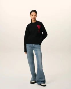 Pull Noir Ami de Coeur En Laine