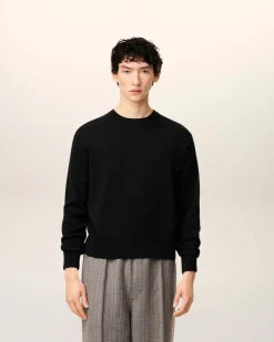 Pull Noir Col Rond Ami De Coeur En Laine