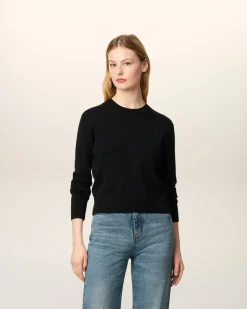 Pull Noir Col Rond Ami De Coeur En Laine