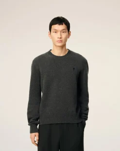 Pull Noir Col Rond Ami De Coeur En Cachemire