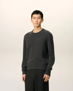 Pull Noir Col Rond Ami De Coeur En Cachemire