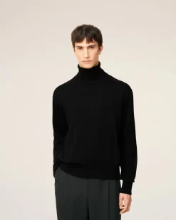Pull Noir Col Roulé Ami De Coeur En Laine