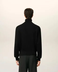 Pull Noir Col Roulé Ami De Coeur En Laine