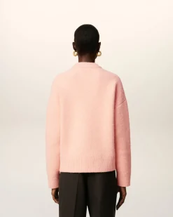 Pull Rose Col Rond Ami De Coeur En Alpaga