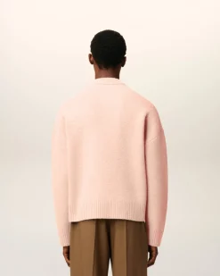 Pull Rose Col Rond Ami De Coeur En Alpaga