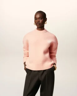 Pull Rose Col Rond Ami De Coeur En Alpaga