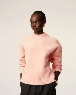 Pull Rose Col Rond Ami De Coeur En Alpaga