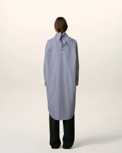 Robe Bleue Midi Bandana En Coton