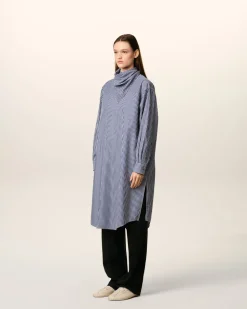 Robe Bleue Midi Bandana En Coton