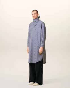 Robe Bleue Midi Bandana En Coton