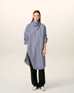 Robe Bleue Midi Bandana En Coton