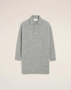 Robe Polo Grise En Alpaga