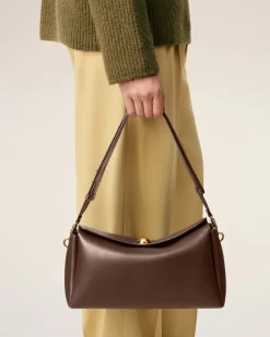 Sac Marron Carrousel Moyen En Cuir Lisse