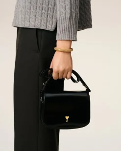 Sac Noir Paris Paris En Cuir Glacé