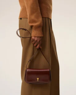 Sac Porté Croisé Bordeaux Paris Paris Petit En Cuir Glacé