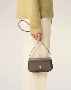 Sac Porté Croisé Gris Paris Paris Petit En Cuir Glacé