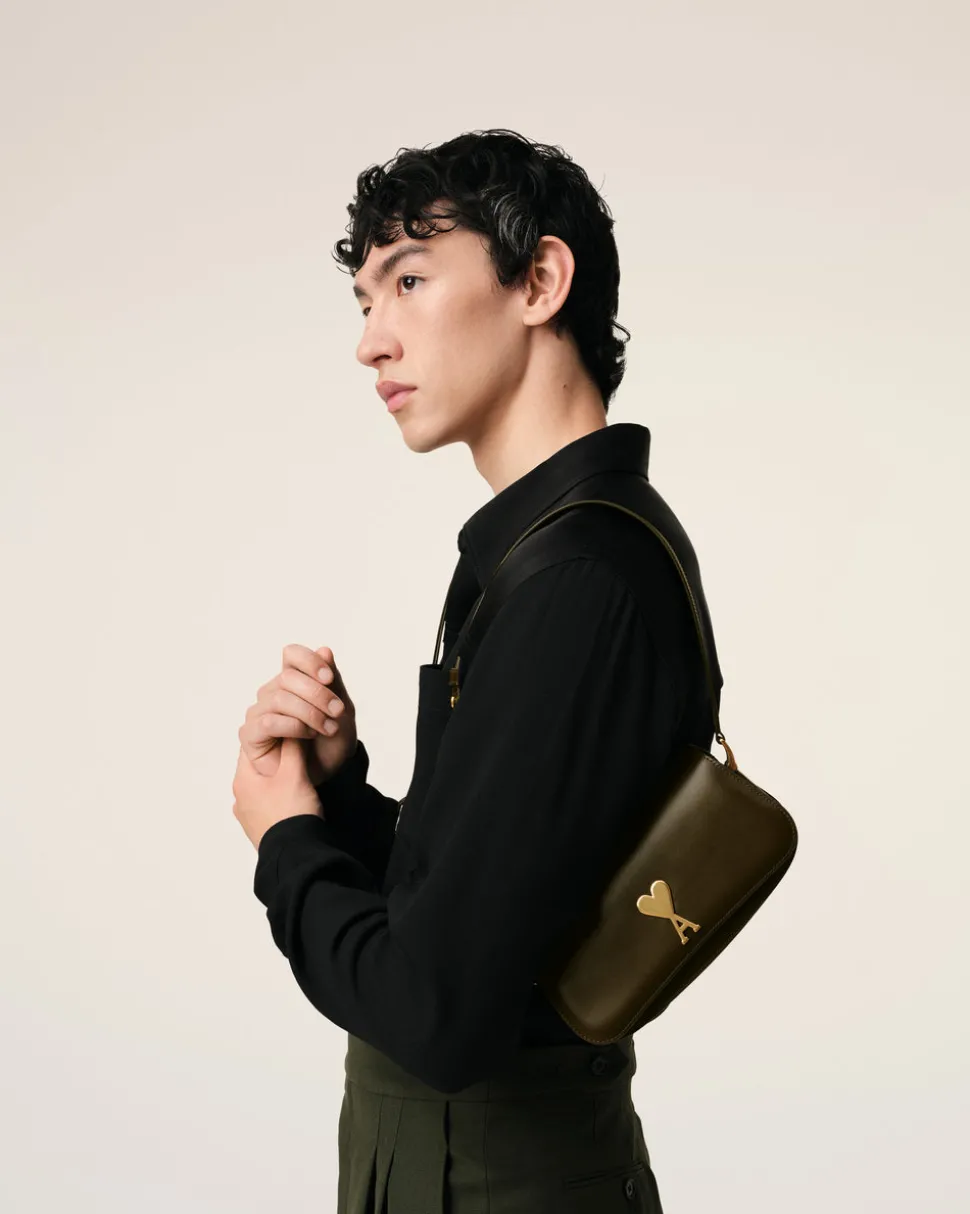 Sac Porté Épaule Paris Paris Vert En Cuir