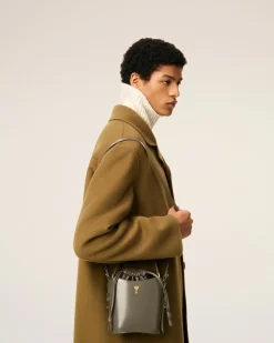 Sac Seau Gris Mini Paris Paris En Cuir Glacé