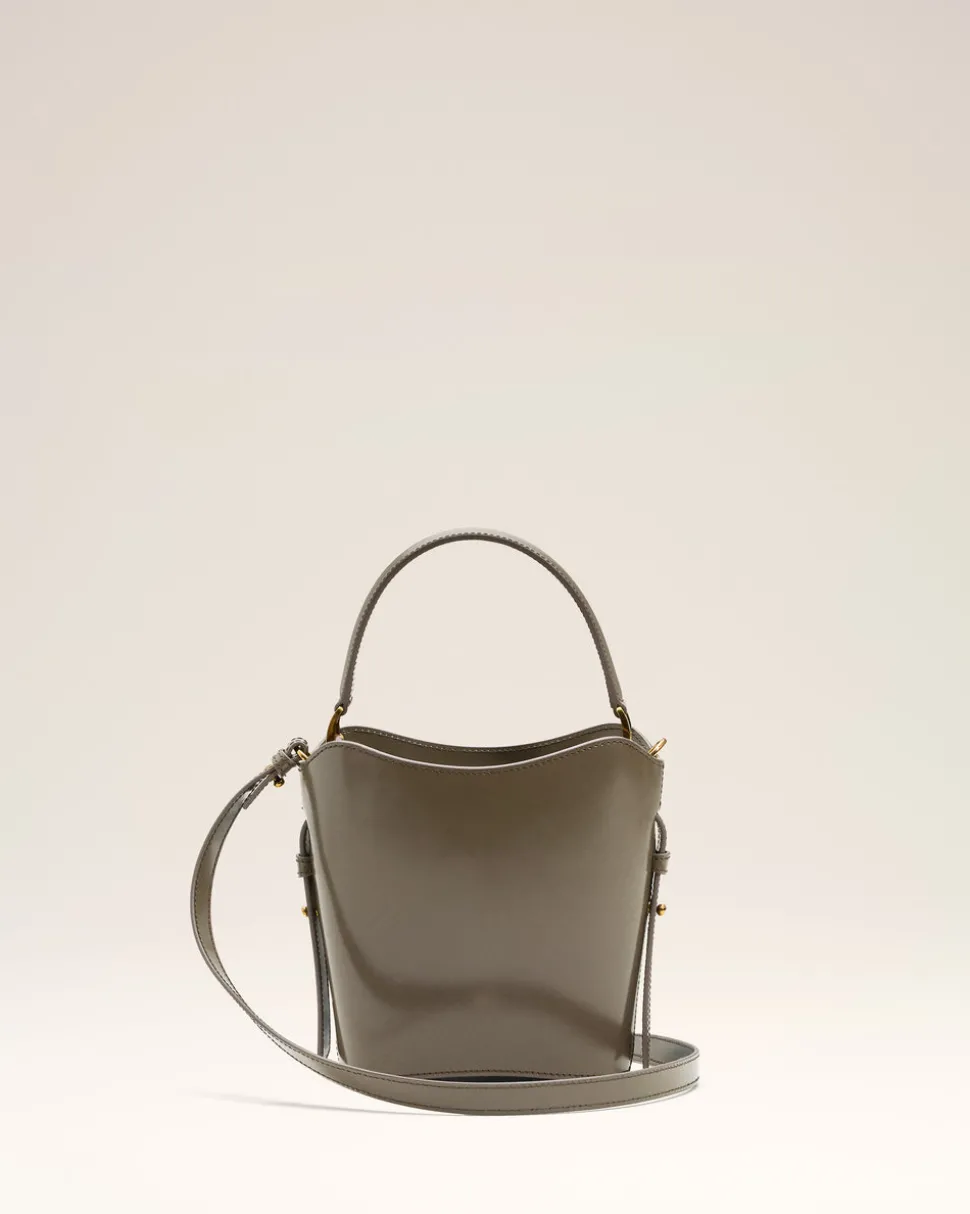 Sac Seau Gris Mini Paris Paris En Cuir Glacé