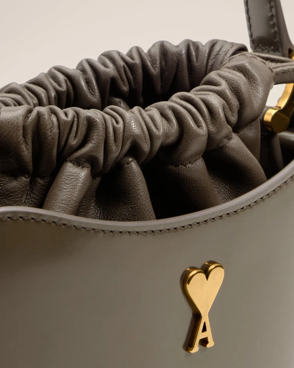 Sac Seau Gris Mini Paris Paris En Cuir Glacé