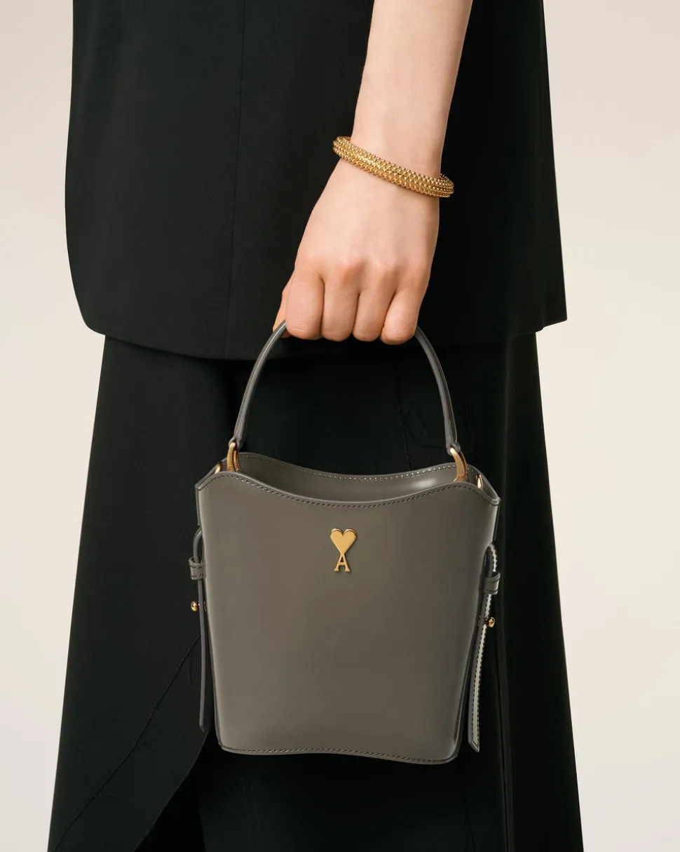 Sac Seau Gris Mini Paris Paris En Cuir Glacé