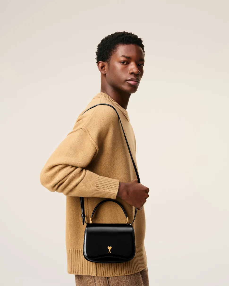 Sac Top Handle Noir Paris Paris En Cuir Glacé