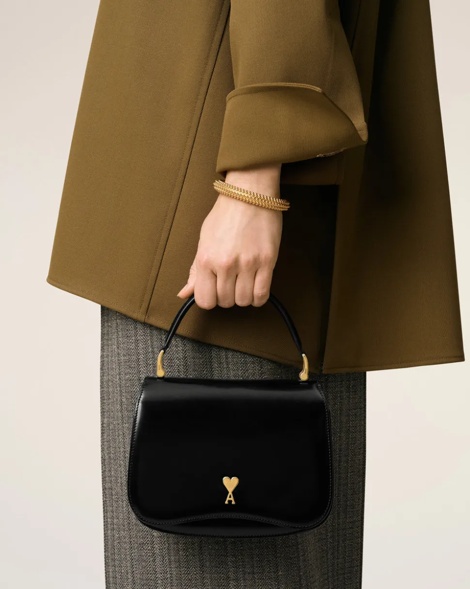 Sac Top Handle Noir Paris Paris En Cuir Glacé