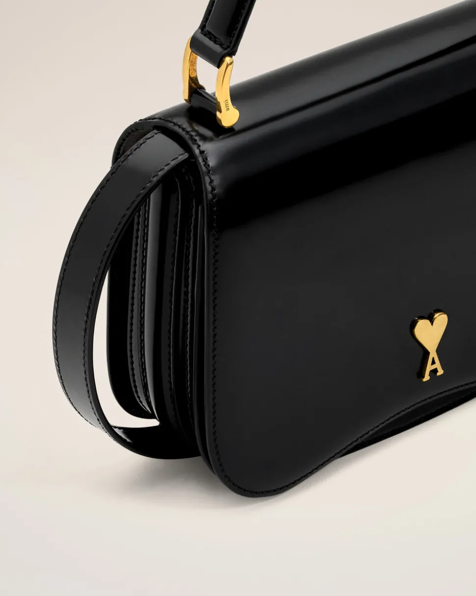 Sac Top Handle Noir Paris Paris En Cuir Glacé