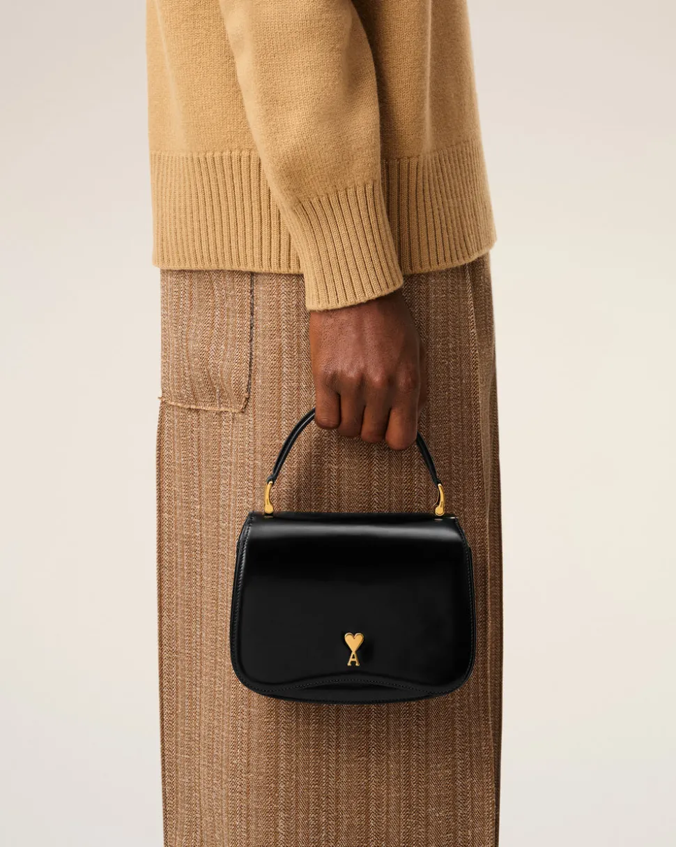 Sac Top Handle Noir Paris Paris En Cuir Glacé