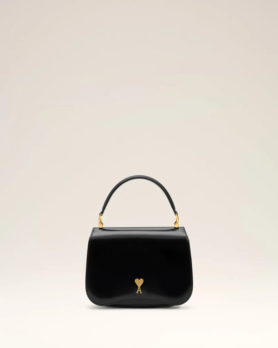 Sac Top Handle Noir Paris Paris En Cuir Glacé