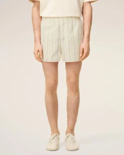 Short Beige Rayé En Coton