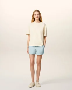 Short Bleu En Taffetas