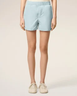 Short Bleu En Taffetas