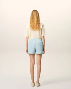 Short Bleu En Taffetas