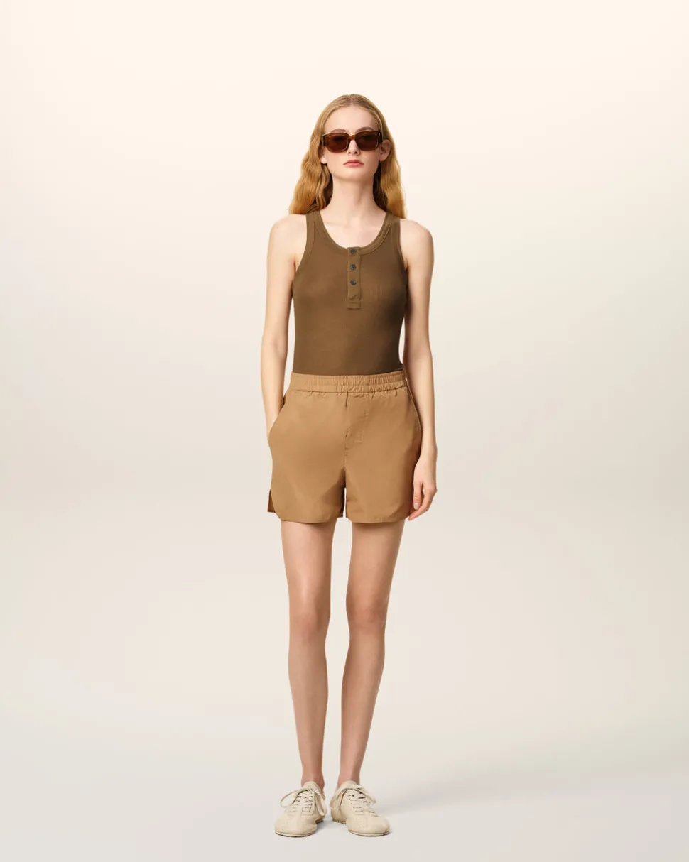 Short Marron En Taffetas