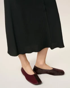 Souliers Bordeaux Plat Bicolores En Cuir