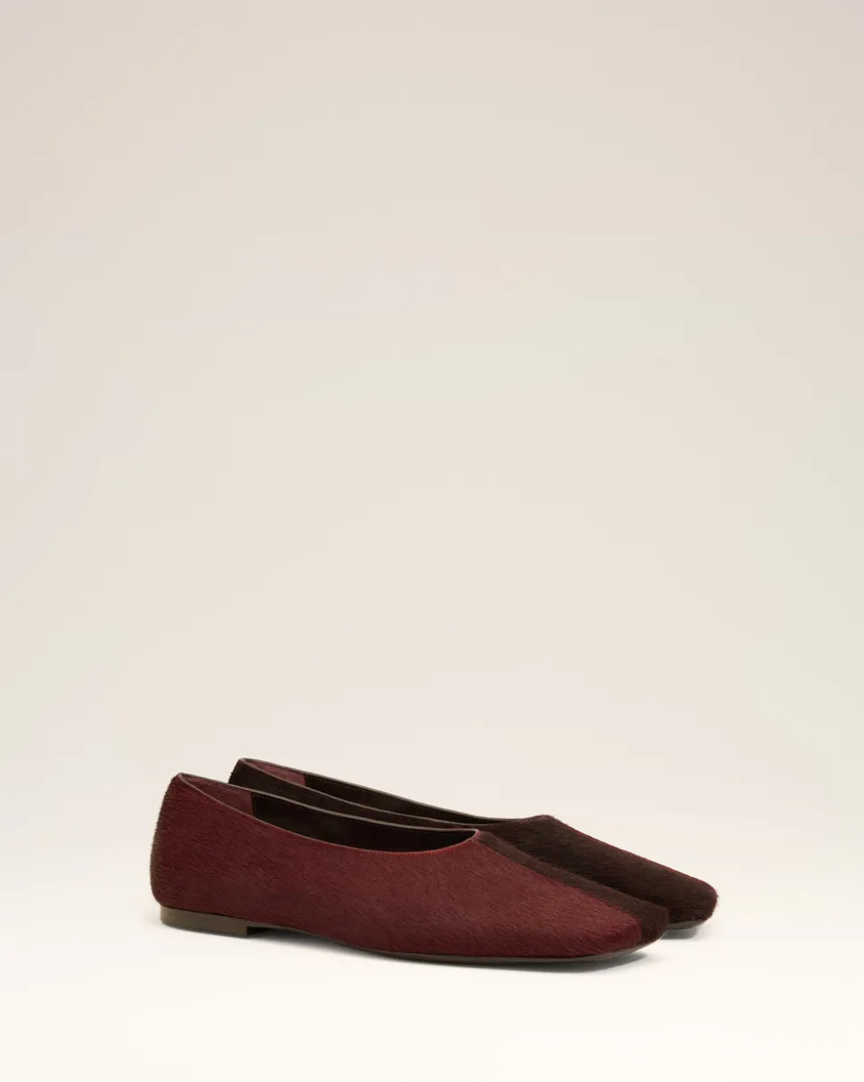 Souliers Bordeaux Plat Bicolores En Cuir
