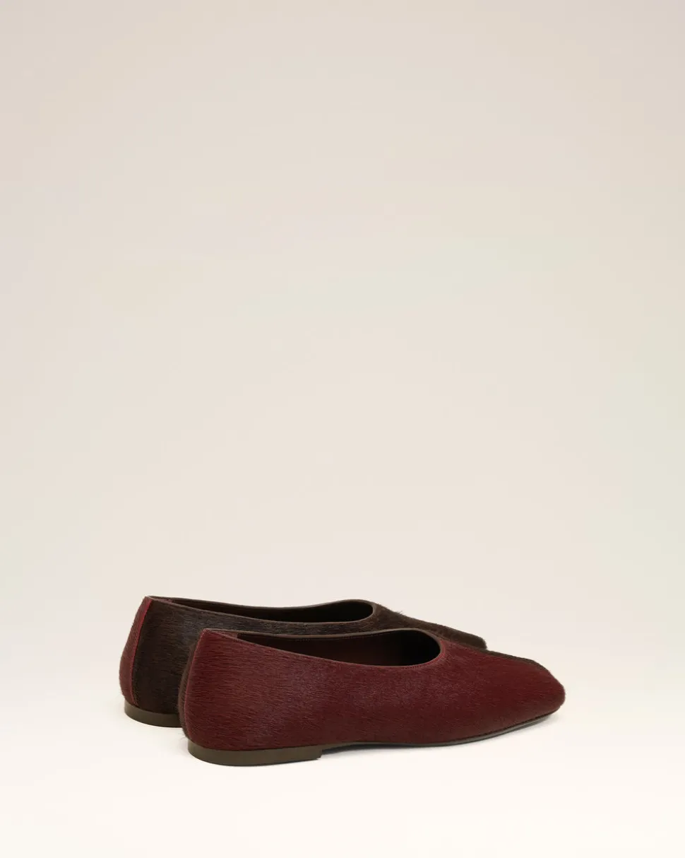 Souliers Bordeaux Plat Bicolores En Cuir