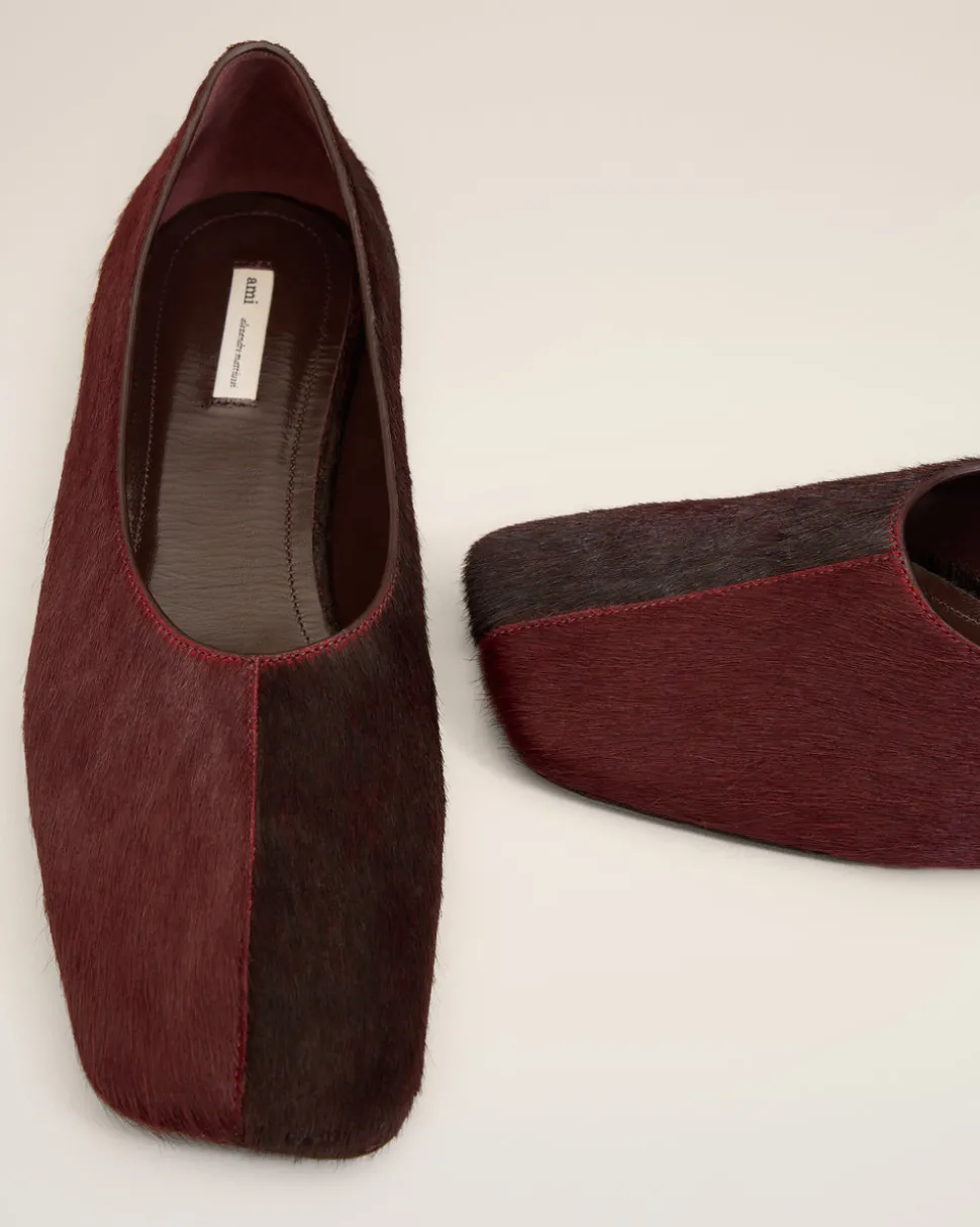 Souliers Bordeaux Plat Bicolores En Cuir