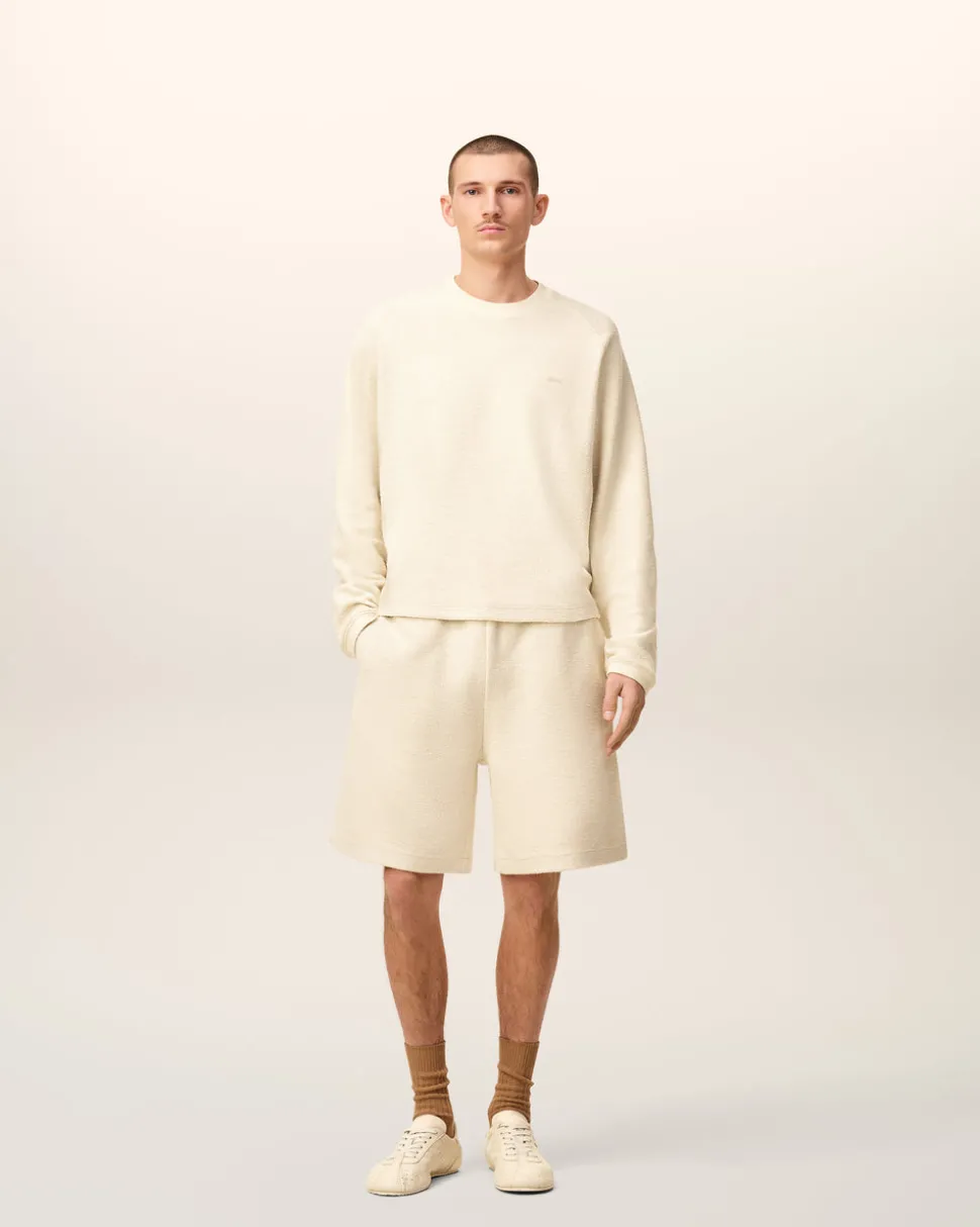 Sweatshirt Blanc Col Rond Manches Raglan En Coton