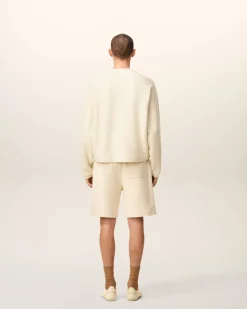 Sweatshirt Blanc Col Rond Manches Raglan En Coton