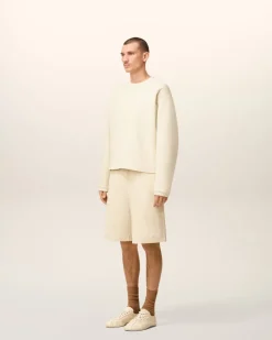 Sweatshirt Blanc Col Rond Manches Raglan En Coton