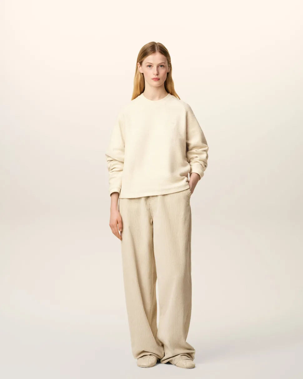 Sweatshirt Blanc Col Rond Manches Raglan En Coton