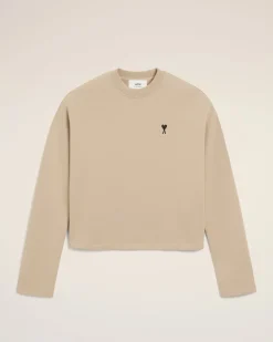 Sweatshirt Beige Ami De Coeur Contrasté En Coton